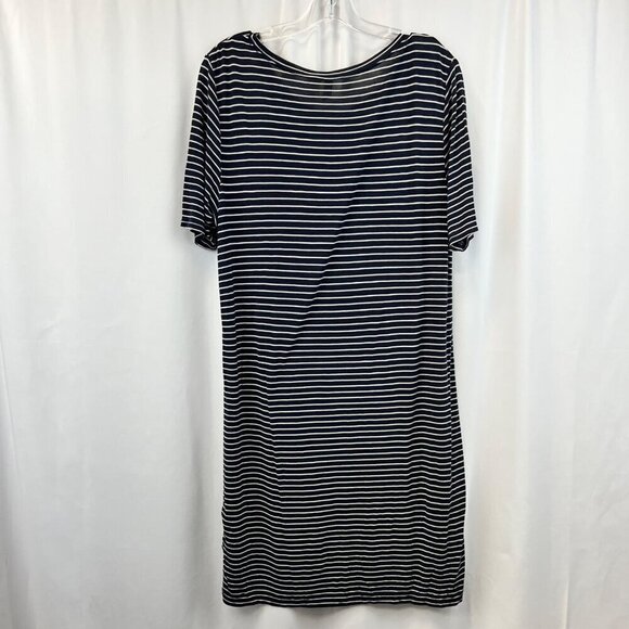 H&M Womens Short Sleeve Round Neck Navy/White Striped Shift Dress S - Picture 7 of 8